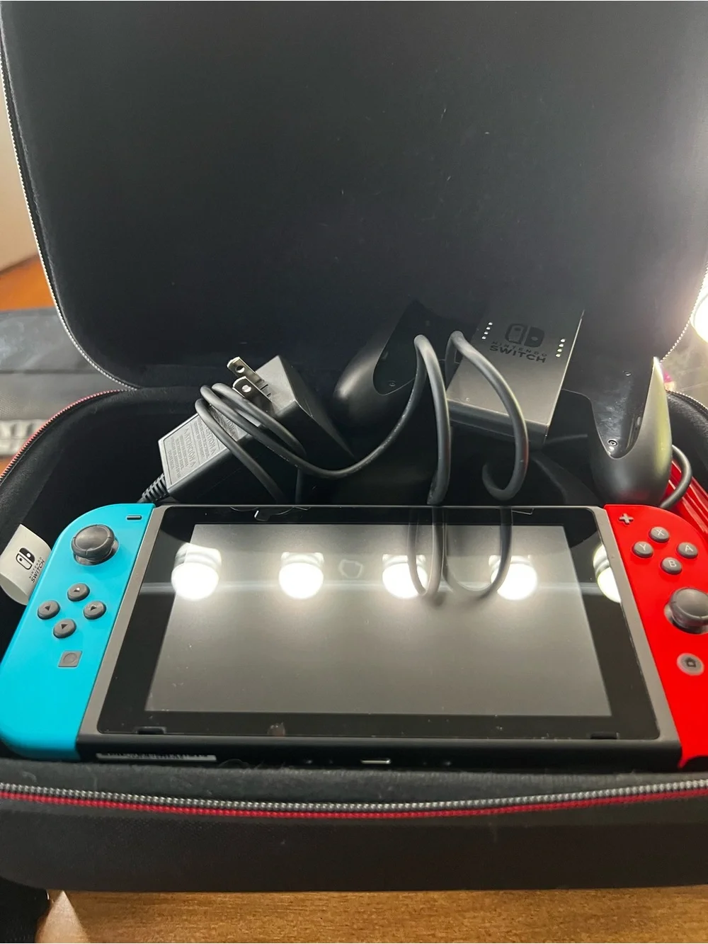 Nintendo Switch with Neon Blue and Neon Red Joy-Con